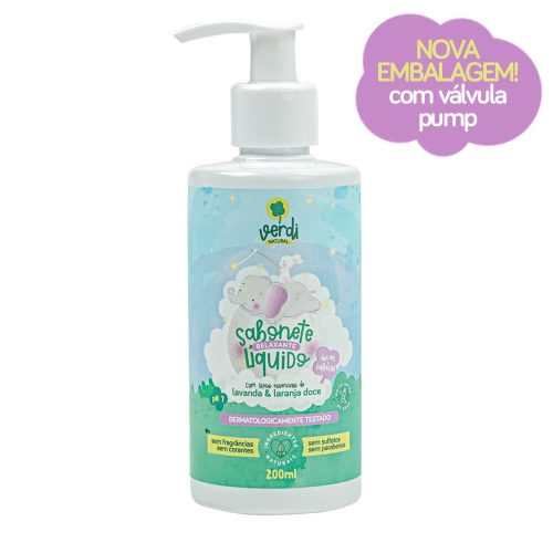 Sabonete Liquido e Shampoo Infantil Relaxante com Óleos Essenciais de Lavanda e Laranja Doce