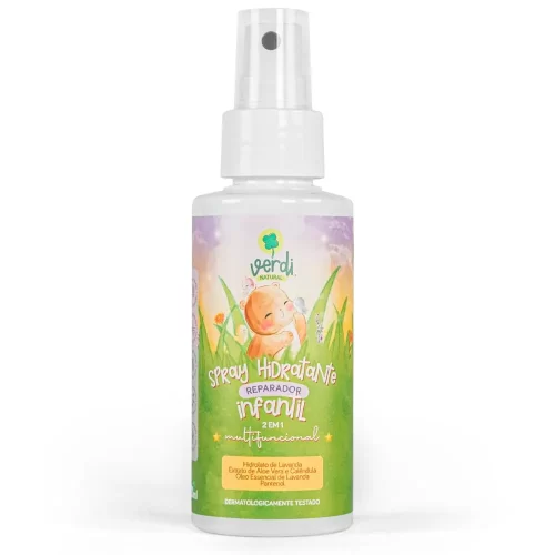 Spray Hidratante Reparador Infantil 100% Natural com Hidrolato de Lavanda, Extrato de Aloe Vera e Calendula, Oleo Essenc