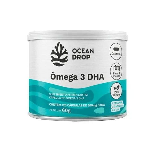 Omega 3 DHA 100% Vegetal 120 Caps 500mg - Ocean Drop